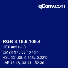 カラーコード: RGB 3 18.8 109.4 | qconv.com