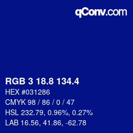 カラーコード: RGB 3 18.8 134.4 | qconv.com
