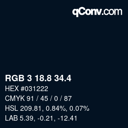 カラーコード: RGB 3 18.8 34.4 | qconv.com