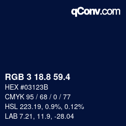 カラーコード: RGB 3 18.8 59.4 | qconv.com