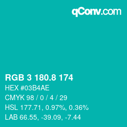 カラーコード: RGB 3 180.8 174 | qconv.com