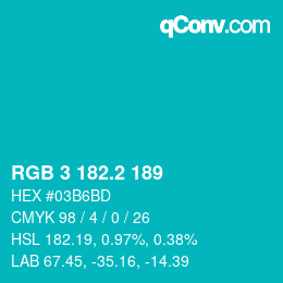 カラーコード: RGB 3 182.2 189 | qconv.com