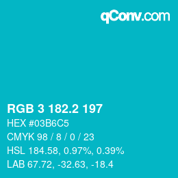 カラーコード: RGB 3 182.2 197 | qconv.com