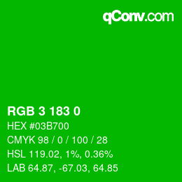 Color code: RGB 3 183 0 | qconv.com