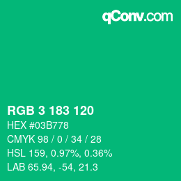 颜色代码: RGB 3 183 120 | qconv.com