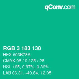 Color code: RGB 3 183 138 | qconv.com