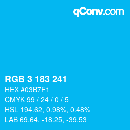 Color code: RGB 3 183 241 | qconv.com