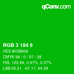 Color code: RGB 3 184 6 | qconv.com