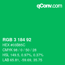 Color code: RGB 3 184 92 | qconv.com