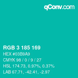 カラーコード: RGB 3 185 169 | qconv.com