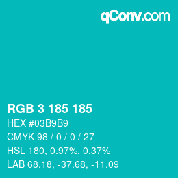 カラーコード: RGB 3 185 185 | qconv.com