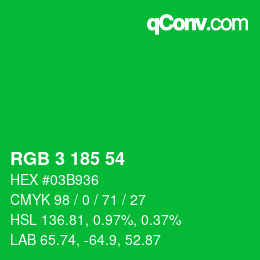 Color code: RGB 3 185 54 | qconv.com