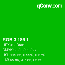 Color code: RGB 3 186 1 | qconv.com