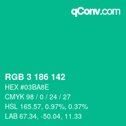 Color code: RGB 3 186 142 | qconv.com