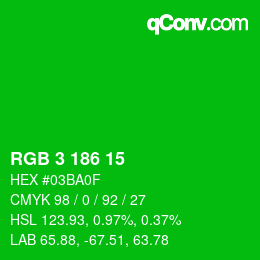 Color code: RGB 3 186 15 | qconv.com