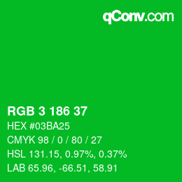 Color code: RGB 3 186 37 | qconv.com