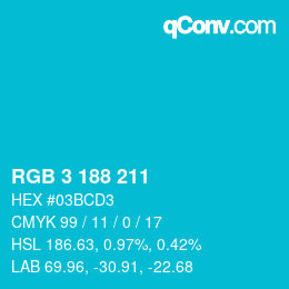 Color code: RGB 3 188 211 | qconv.com