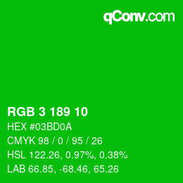 Color code: RGB 3 189 10 | qconv.com