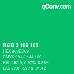 Color code: RGB 3 189 105 | qconv.com