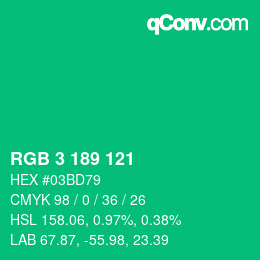 Color code: RGB 3 189 121 | qconv.com