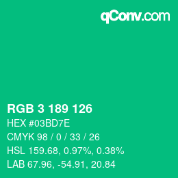 Color code: RGB 3 189 126 | qconv.com