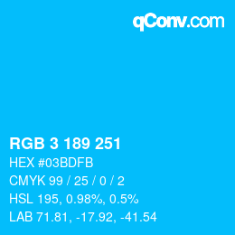 Color code: RGB 3 189 251 | qconv.com