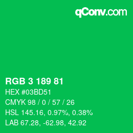 Color code: RGB 3 189 81 | qconv.com