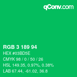 Color code: RGB 3 189 94 | qconv.com