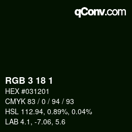 Color code: RGB 3 18 1 | qconv.com
