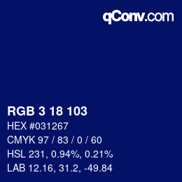 Color code: RGB 3 18 103 | qconv.com