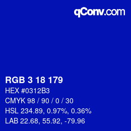 Color code: RGB 3 18 179 | qconv.com