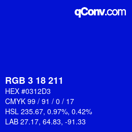 Color code: RGB 3 18 211 | qconv.com