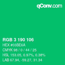 Color code: RGB 3 190 106 | qconv.com