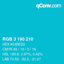 カラーコード: RGB 3 190 210 | qconv.com