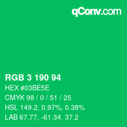 Color code: RGB 3 190 94 | qconv.com