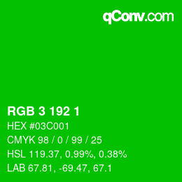 Color code: RGB 3 192 1 | qconv.com