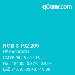 Color code: RGB 3 192 209 | qconv.com