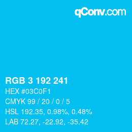 Color code: RGB 3 192 241 | qconv.com