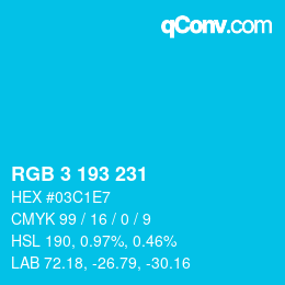 Color code: RGB 3 193 231 | qconv.com