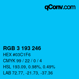 Color code: RGB 3 193 246 | qconv.com