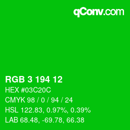 Color code: RGB 3 194 12 | qconv.com
