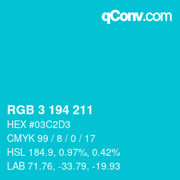 カラーコード: RGB 3 194 211 | qconv.com