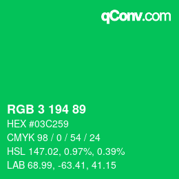 Color code: RGB 3 194 89 | qconv.com