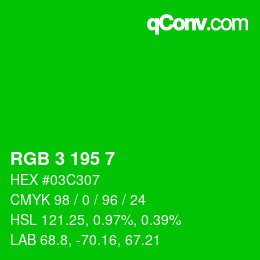 Color code: RGB 3 195 7 | qconv.com