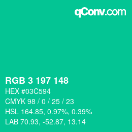Color code: RGB 3 197 148 | qconv.com