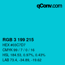 Color code: RGB 3 199 215 | qconv.com