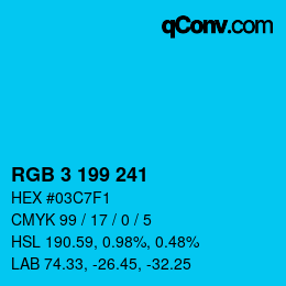 カラーコード: RGB 3 199 241 | qconv.com