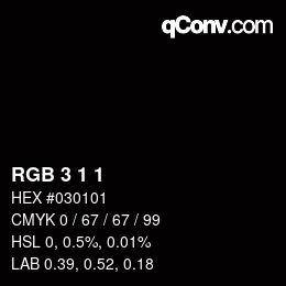 カラーコード: RGB 3 1 1 | qconv.com