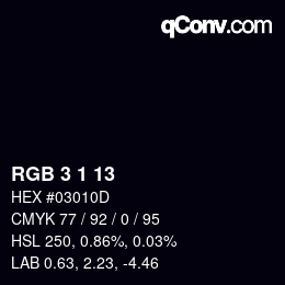 Color code: RGB 3 1 13 | qconv.com