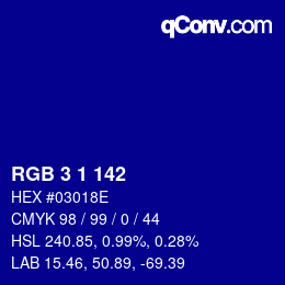 Color code: RGB 3 1 142 | qconv.com